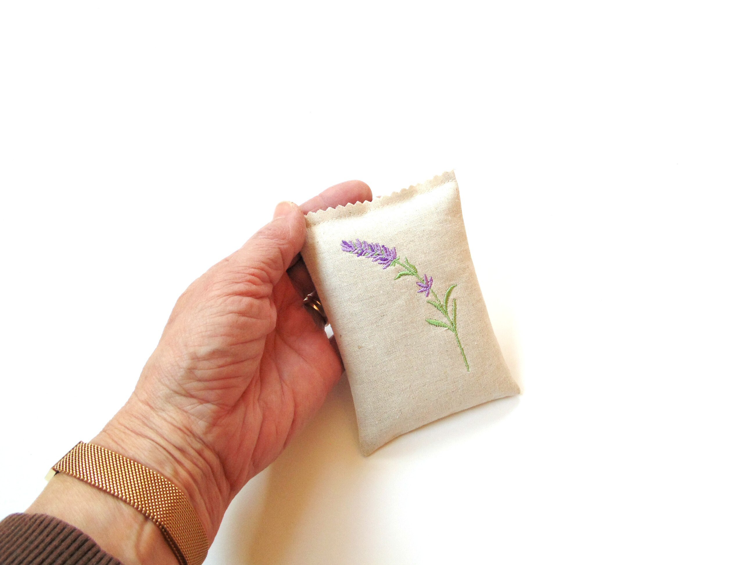 Lavender sachet embroidered linen drawer or luggage freshener Etsy
