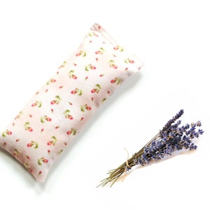 Lavender flaxseed eye pillow, microwavable rice bag, heating pad, mini roses soft flannel fabric