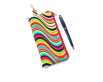 Pen pencil case, clip on binder journal organizer bag, zipper pouch