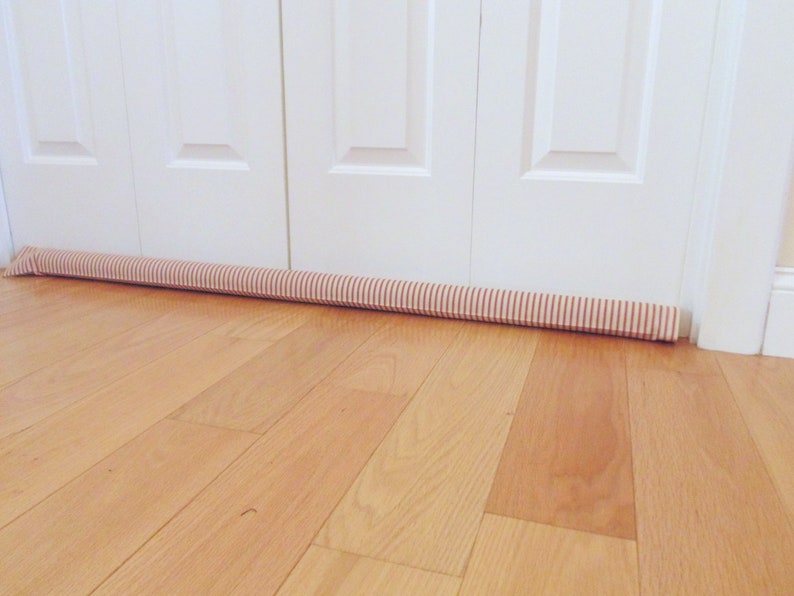 Door Snake Unfilled Draft Blocker Red Cream Ticking Stripe Etsy