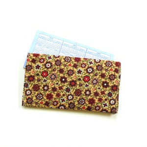 Checkbook cover with two pockets, floral cotton fabric image 4