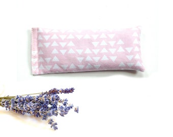 Lavender eye pillow hot cold pack, flaxseed heating pad, soft flannel fabric