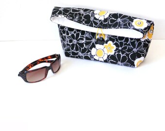 Fold over handbag, floral cosmetic bag organizer, travel pouch