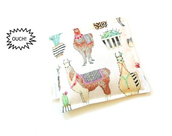 Kids boo boo rice bag, microwavable heating pad, Llama fabric