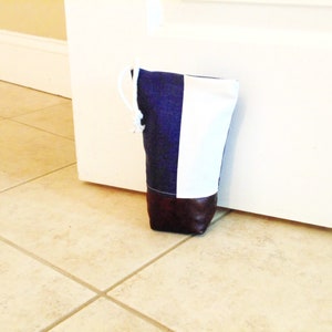 Unfilled fabric doorstop, zipper top, classic blue & white stripe, home decor