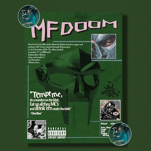 MF DOOM デジタルダウンロードミュージックポスターデザイン / 部屋の装飾 / ウォールアート