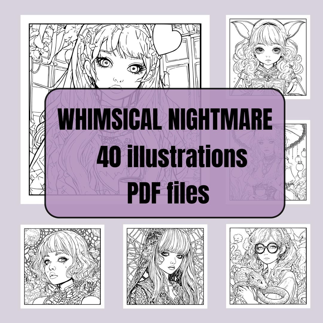 Whimsical Nightmares | Coloring Book | Kawaii Fantasy | Fairy Tale ...