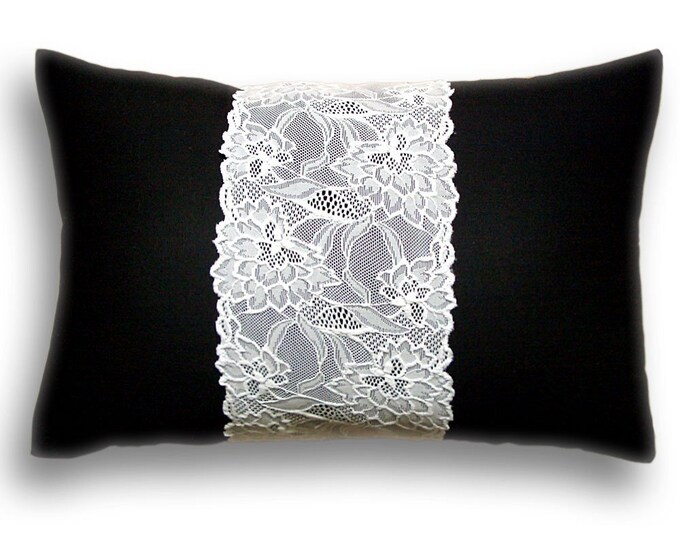 Black White Lumbar Pillow Case 12 X 18 in CARINA DESIGN Etsy
