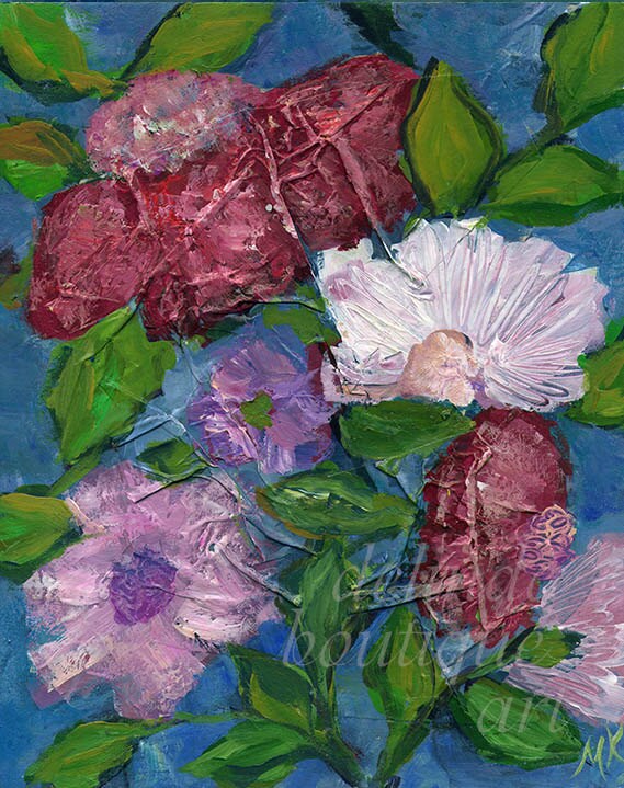 Abstract Floral Painting Blue Flowers Art Print 8x10 | Etsy