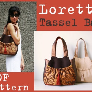 PDF Sewing Pattern to make Tassel Bag Loretta INSTANT DOWNLOAD hobo purse handbag
