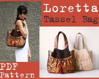 PDF Sewing Pattern to make Tassel Bag Loretta INSTANT DOWNLOAD hobo purse handbag