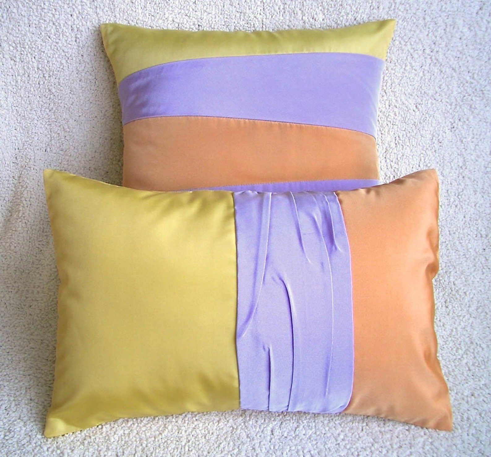Yellow Lavender Orange Decorative Pillow Cover 16 in Taffeta Etsy