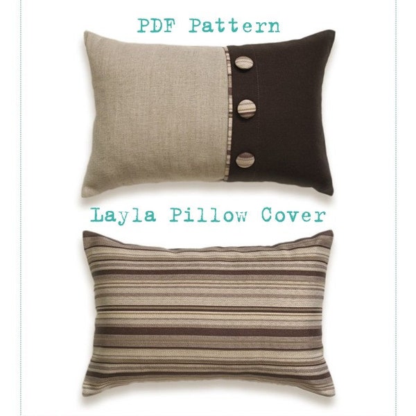 PDF Sewing Pattern to make Double-sided Pillow With Buttons LAYLA easy sewing tutorial