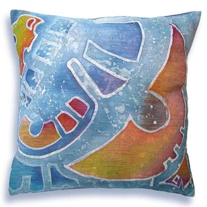 Decorative Throw Pillow Case One Of A Kind Cushion Cover 18 inch hand painted BATIK