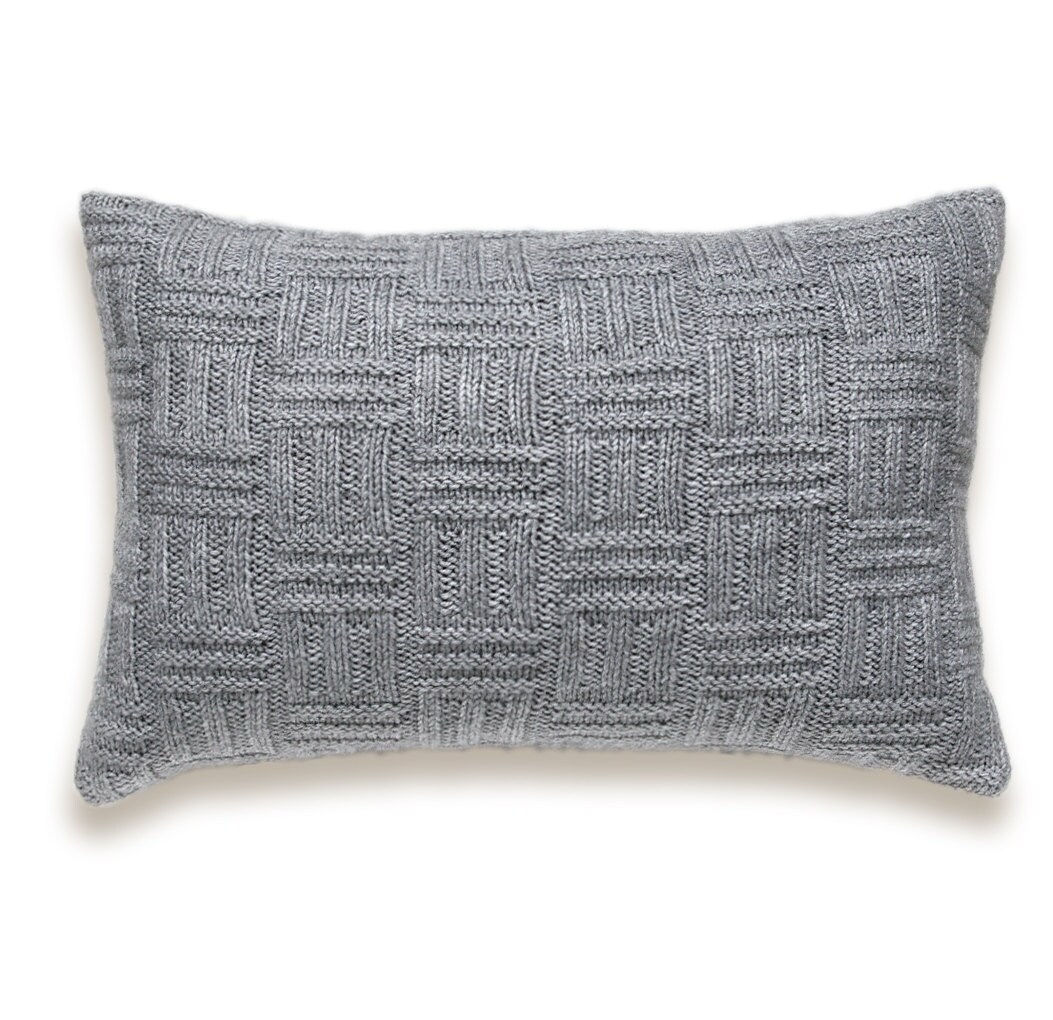 Basket Weave Knit Pillow Cover In Grey 12 x 18 inch Textured Etsy