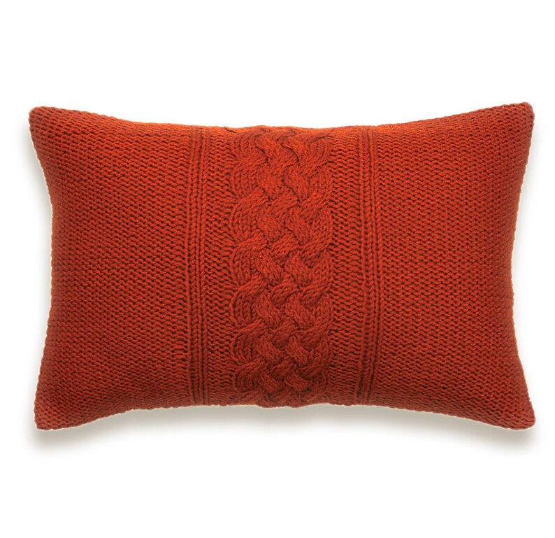 Cable Knit Pillow Cover in Terracotta Red 12x18 Inch Textured Etsy