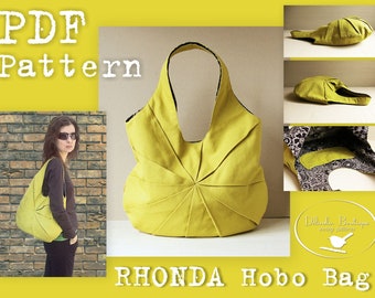 PDF Sewing Pattern to make Hobo Bag Sling Tote Rhonda INSTANT DOWNLOAD pleated handbag Buy one tutorial and get one free