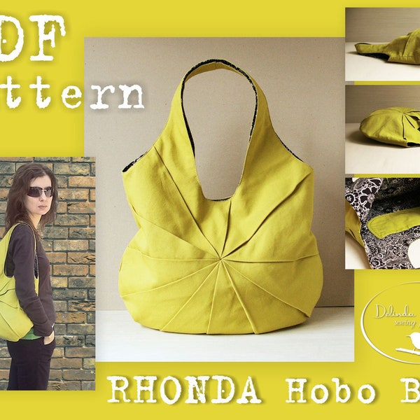 PDF Sewing Pattern to make Hobo Bag Sling Tote Rhonda INSTANT DOWNLOAD pleated handbag Buy one tutorial and get one free