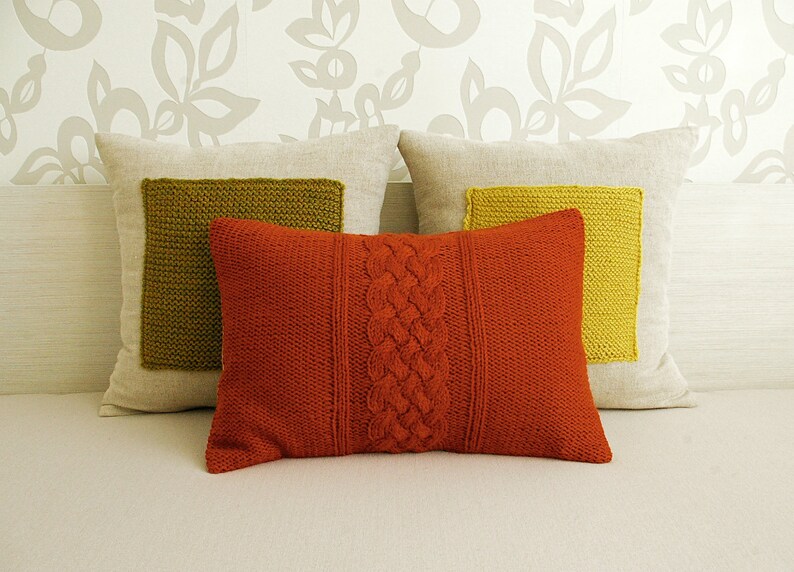 Cable Knit Pillow Cover in Terracotta Red 12x18 Inch Textured Etsy