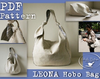 PDF Sewing Pattern to make Hobo Bag Sling Tote Leona INSTANT DOWNLOAD knot strap handbag Buy one tutorial and get one free