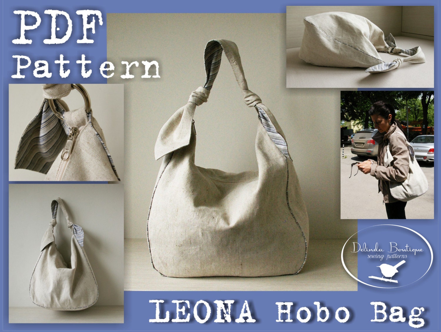 Pola hobo bag XL, sewing pattern - slouchy, shoulder bag