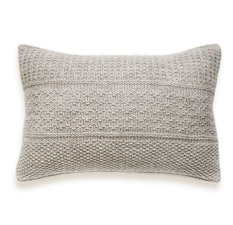Seed Stitch Knit Pillow Cover In Flax Gray & Cream Knitted Pillow Cover in