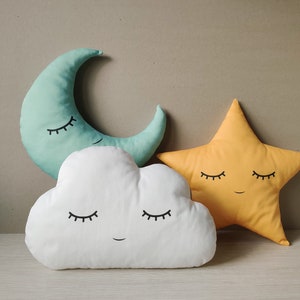 Moon Star Cloud DIY Cut and Sew Fabric panel par yard ou Fat Quarter Kids Pillows kit d’artisanat peluche motif fille garçon bébé bébé chambre d’enfant décoration
