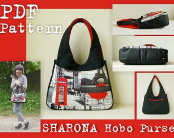 PDF Sewing Pattern to make Sharona Hobo Purse Bag INSTANT DOWNLOAD Fabric Leather Handbag minimalist bag Buy one tutorial and get one free