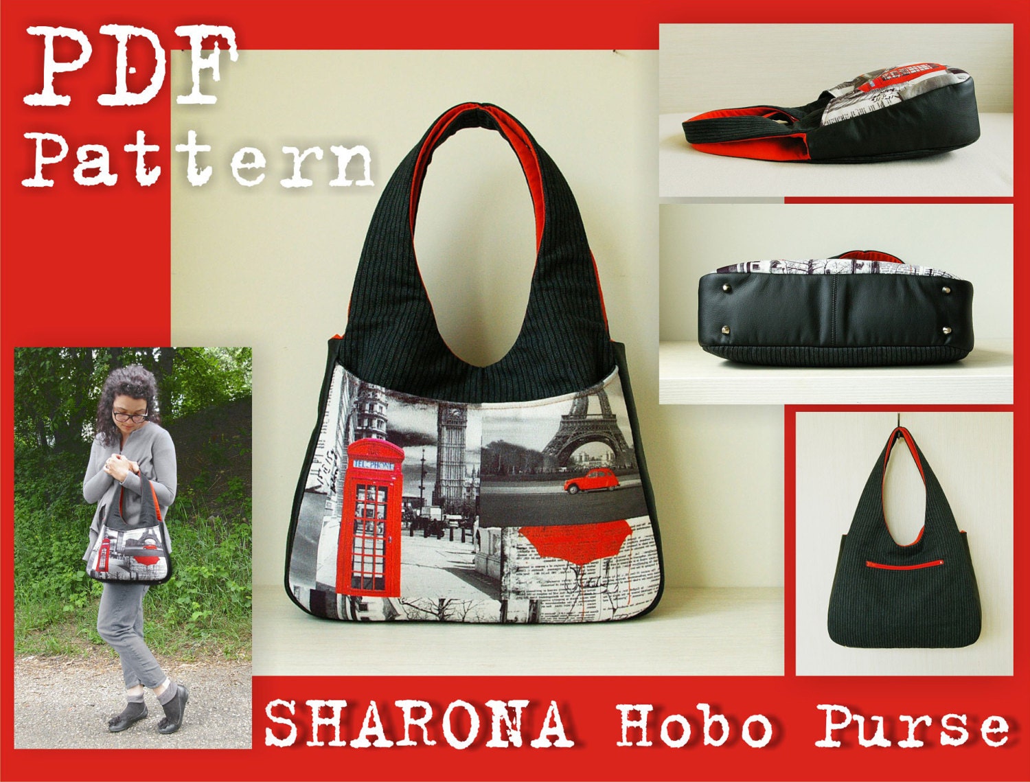 PDF Sewing Pattern to Make Sharona Hobo Purse Bag INSTANT 