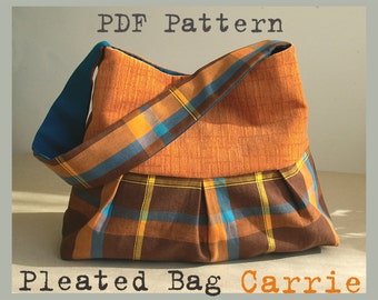 PDF Sewing Pattern to make Pleated Bag Cross Body or Shoulder Bag Bag CARRIE easy sewing tutorial