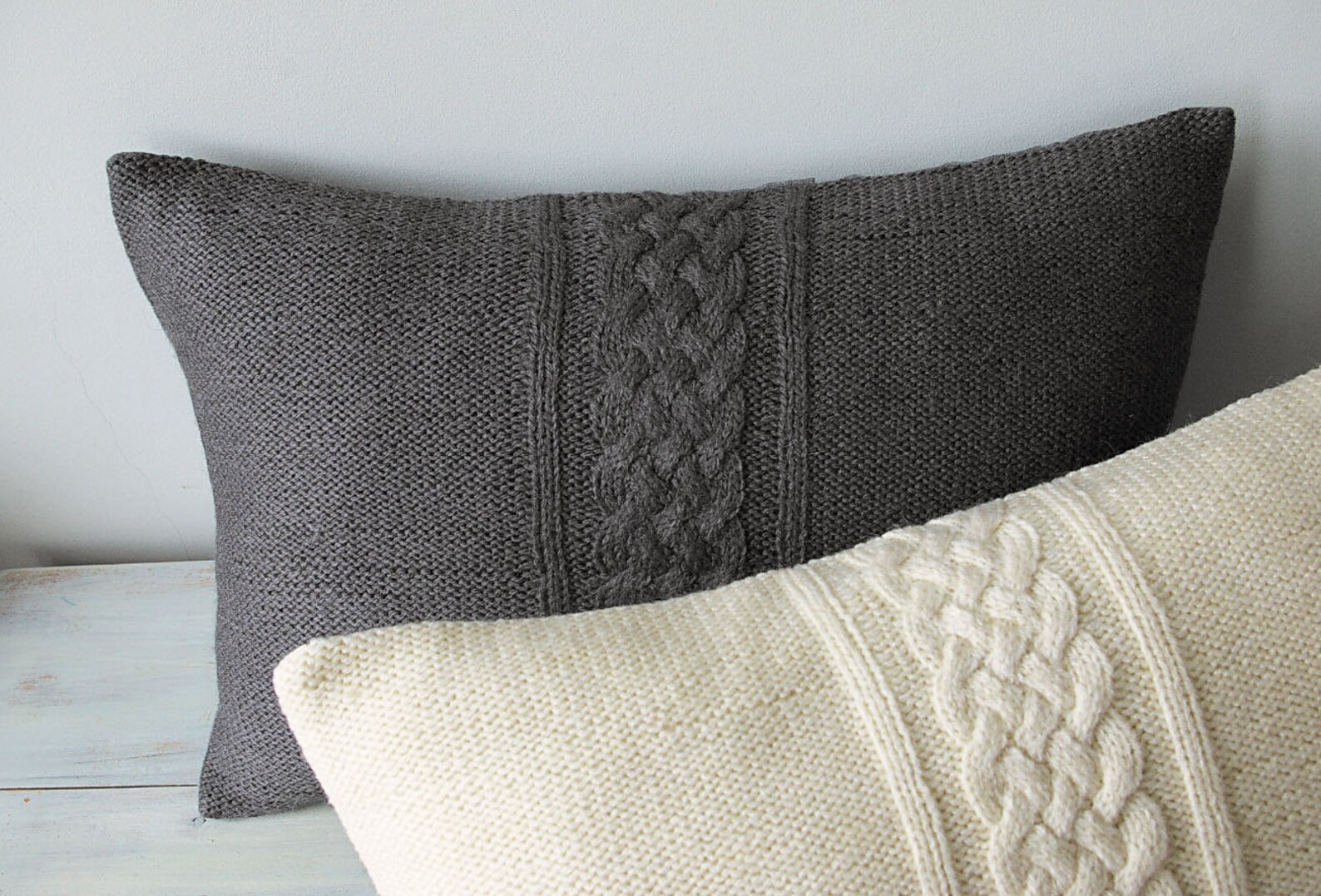 Decorative Cable Knit Pillow Cover in Pure White 12x18 Inch Etsy