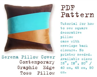 PDF Sewing Pattern to make Contemporary Graphic Edge Toss Pillow SERENA easy sewing tutorial