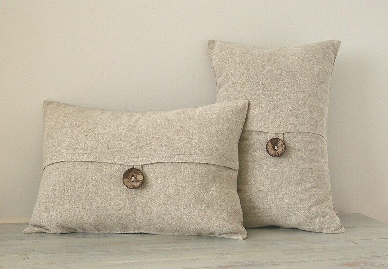 Natural Beige Textured Linen Lumbar Pillow Cover Coconut Etsy