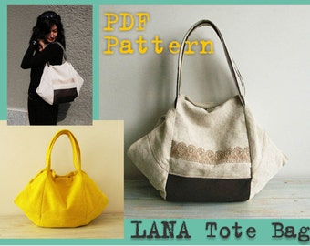 PDF Sewing Pattern to make Tote Bag Lana easy sewing tutorial