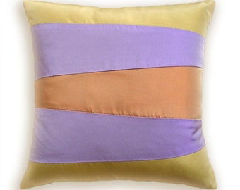 Yellow Lavender Orange Decorative Pillow Cover  16 in Taffeta SIENNA DESIGN