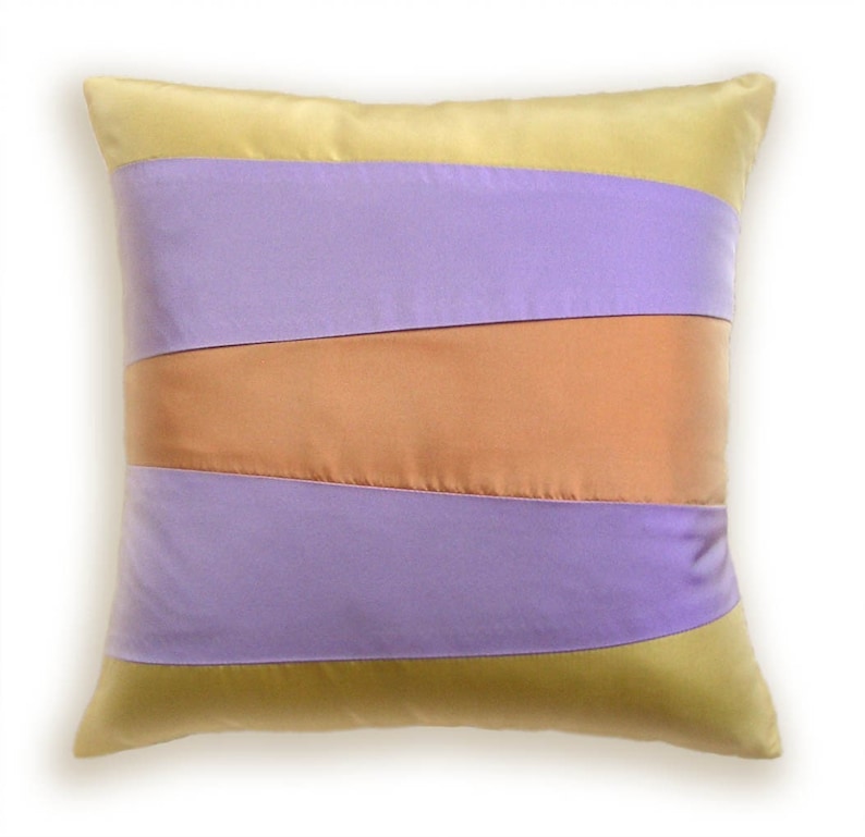 Yellow Lavender Orange Decorative Pillow Cover 16 in Taffeta SIENNA DESIGN image 1