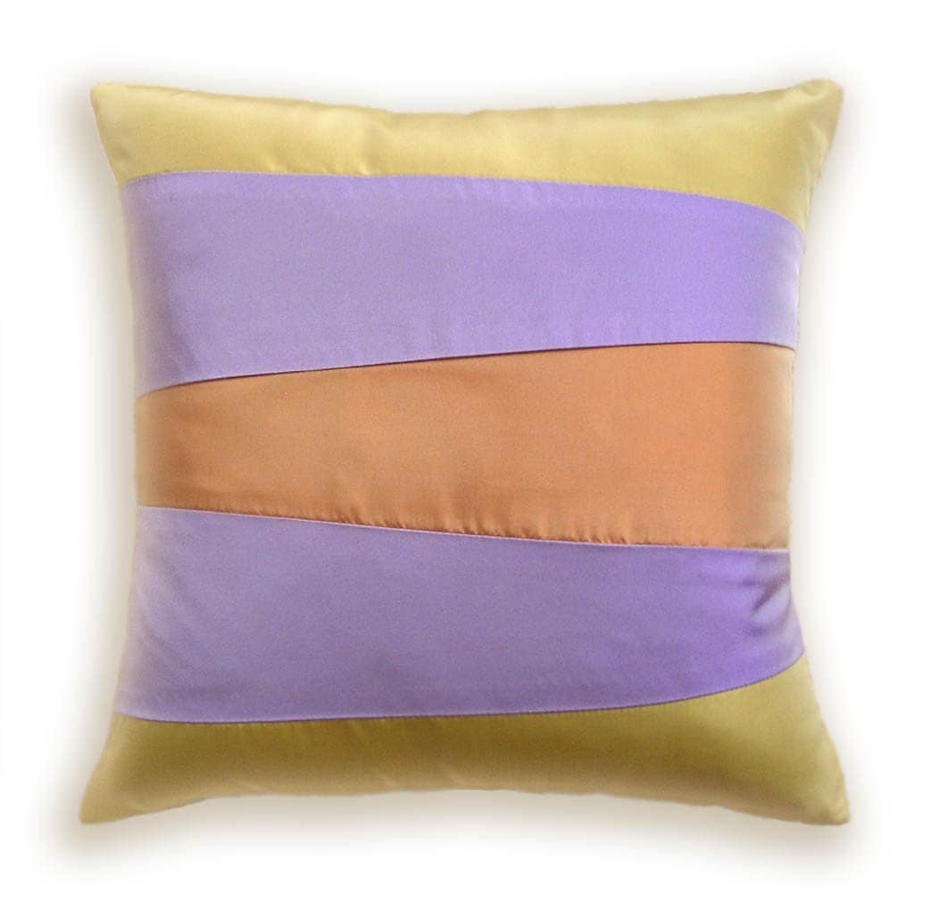 Yellow Lavender Orange Decorative Pillow Cover 16 in Taffeta Etsy