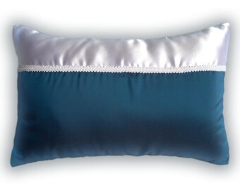 Blue White Decorative Lumbar Pillow Case 12 x 18 in CLAIRE DESIGN
