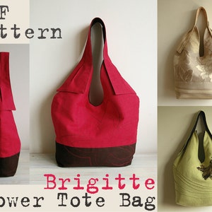 PDF Sewing Pattern to make Tote Bag Brigitte Flower easy sewing tutorial