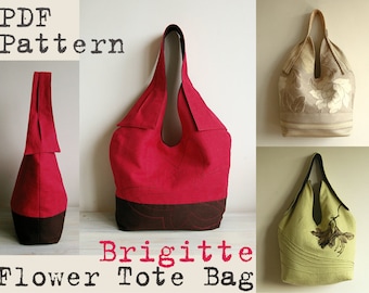 PDF Sewing Pattern to make Tote Bag Brigitte Flower easy sewing tutorial