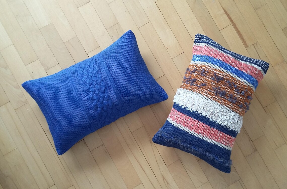 Multicolor Knit Pillow Cover off White Cream Flax Beige Royal Etsy