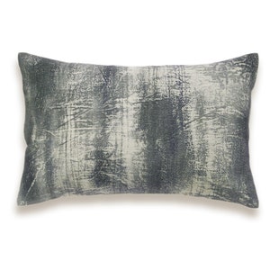 Charcoal Black Slate Gray Beige Lumbar Pillow Cover 12x18 inch Natural Linen One Of A Kind image 1