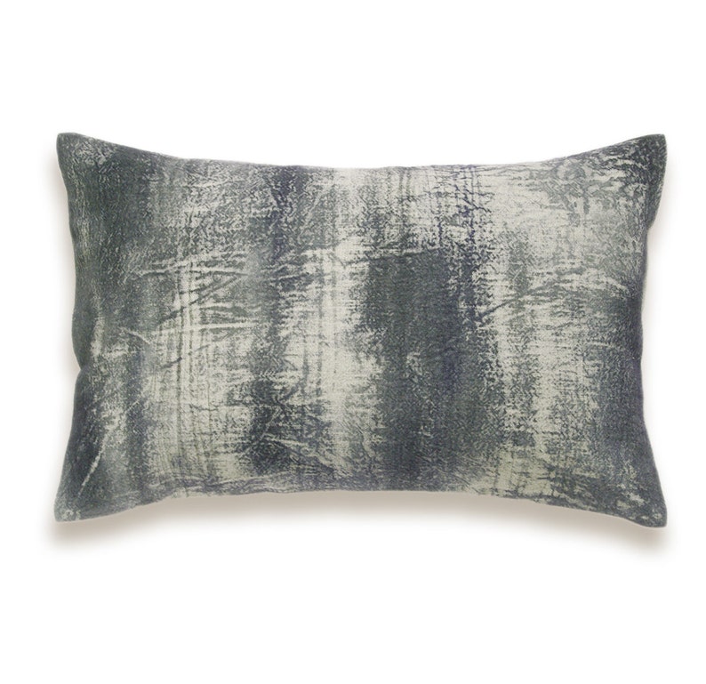 Charcoal Black Slate Gray Beige Lumbar Pillow Cover 12x18 inch Natural Linen One Of A Kind image 1