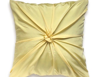 Mild Yellow Pillow Cover 16 inch ROSETTE DESIGN