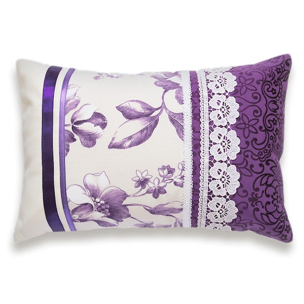 Lilac Toile Lumbar Pillow Etsy
