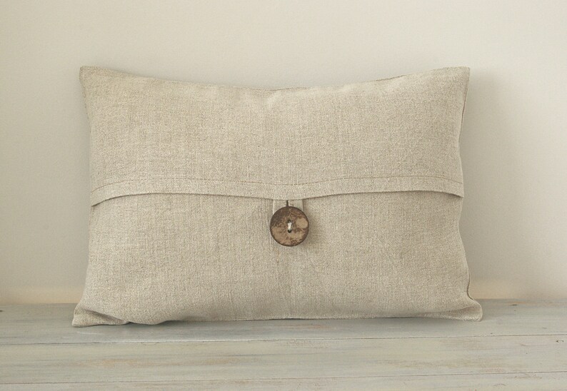 Natural Beige Textured Linen Lumbar Pillow Cover Coconut Etsy