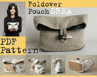 PDF Sewing Pattern to make Foldover Pouch DREA easy sewing tutorial