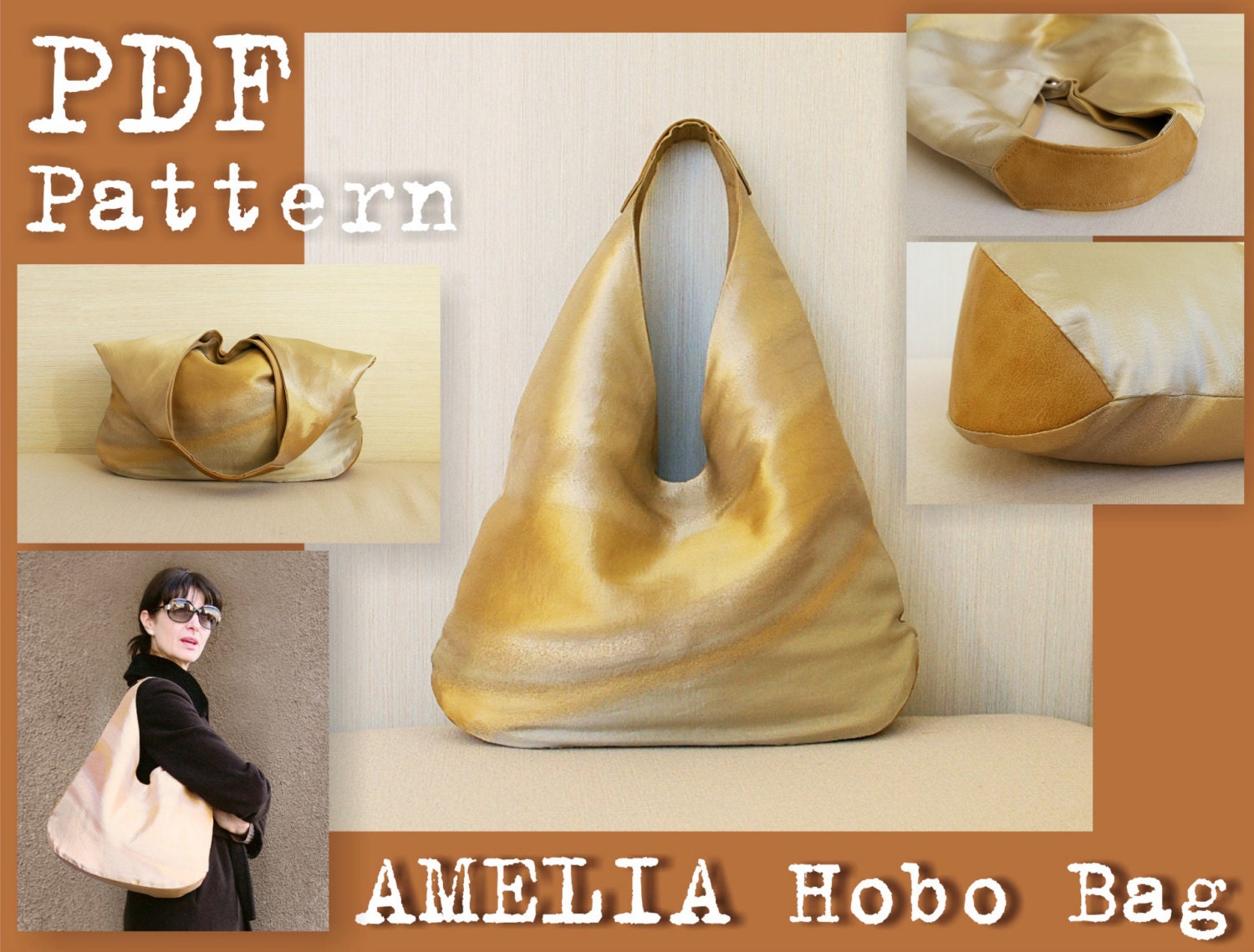 Sewing Pattern Hobo Tote Bag PDF Download plait Handle 