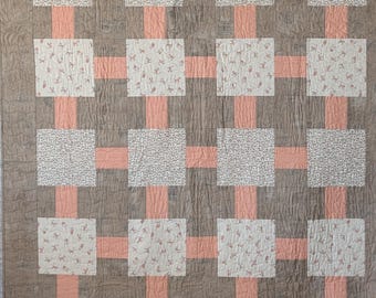 Modern Geometric Cat Themed Quilt (52" x 62")