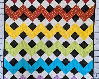 Baby Toddler Modern Rainbow Chevron Braid Patchwork Quilt Bedding